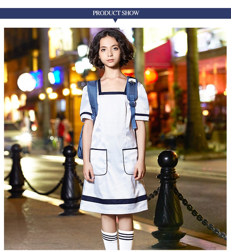 Uniforme de colegiala blanca de diseño personalizado, uniforme escolar para colegiala, delantales escolares para niñas