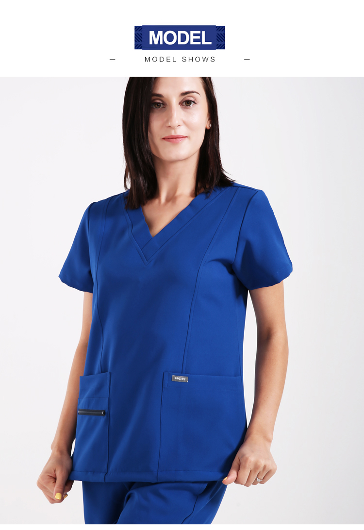 Uniformes de enfermería con cuello en V personalizados Enfermera médica Scrubs Design Medical Scrubs Tops Suit