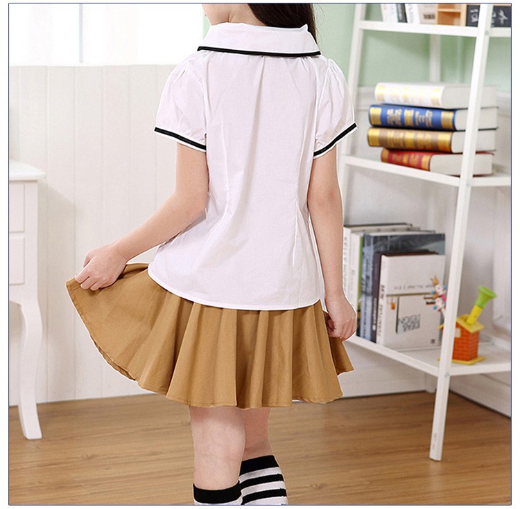 Faldas de uniforme escolar de manga corta para niña de verano