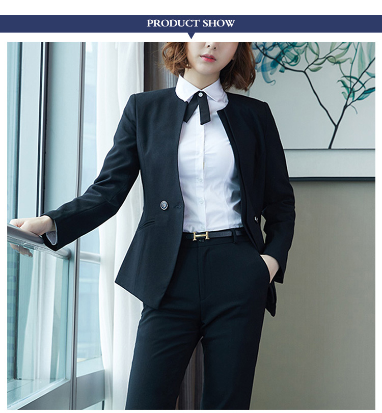 Diseño personalizado estilo simple color sólido solo botón manga larga cuello redondo mujeres traje casual