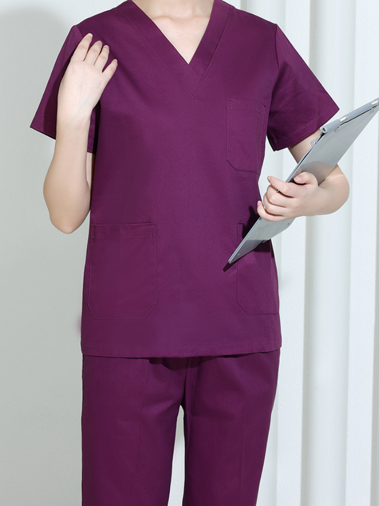 Diseño personalizado a prueba de agua Cómodo cuello en V Scrubs Uniforme de enfermera Moda Scrubs Conjuntos de uniformes de enfermera