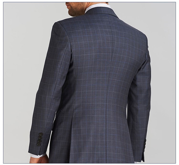 Trajes tejidos con cuello en V de tela escocesa gris oscuro para hombre de un solo pecho formales de oficina de diseño personalizado