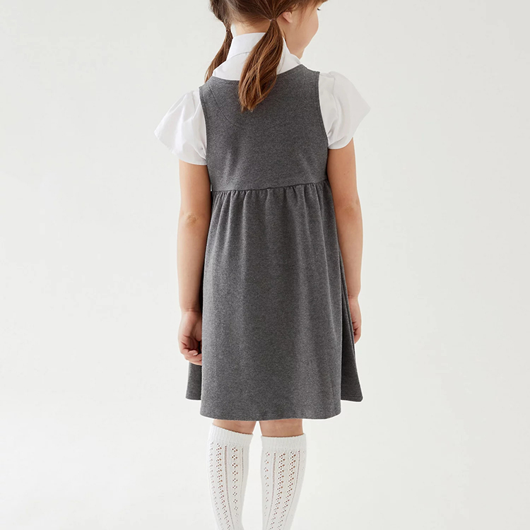 Vestido de línea a sin mangas personalizado Niñas 2 piezas Falda de puente Diseño de uniforme escolar para niños