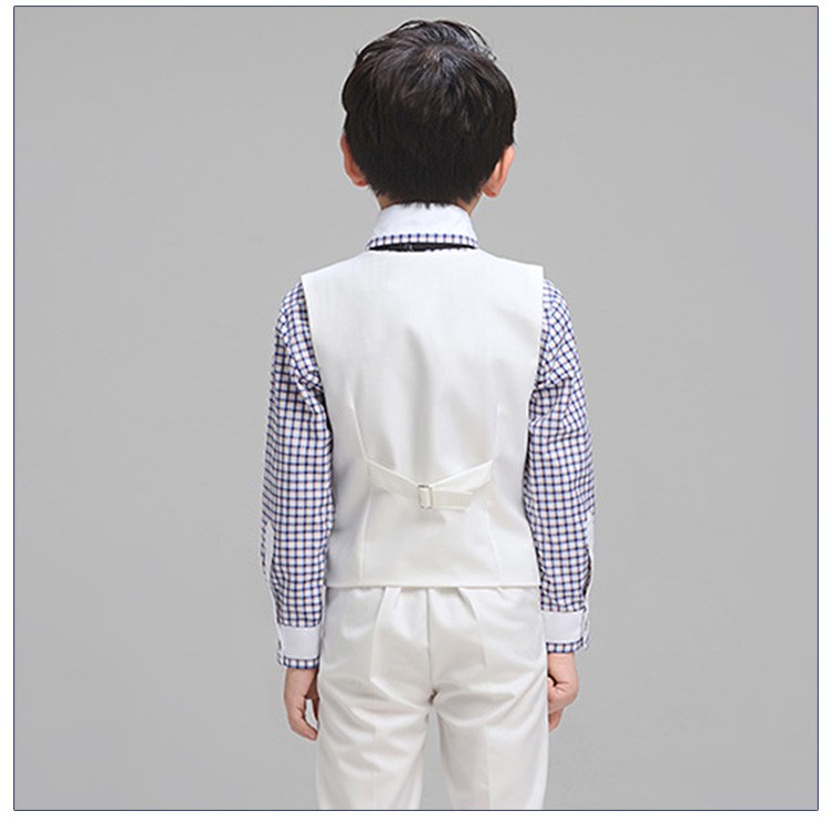 Diseño personalizado 3 piezas de moda blanco de un solo pecho para niños Blazer chaleco traje con pajarita
