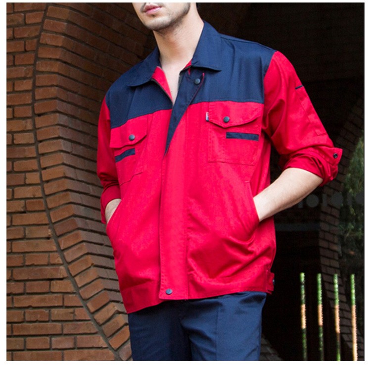 Uniforme de fábrica de combinación de colores con cremallera de manga larga de diseño personalizado de otoño
