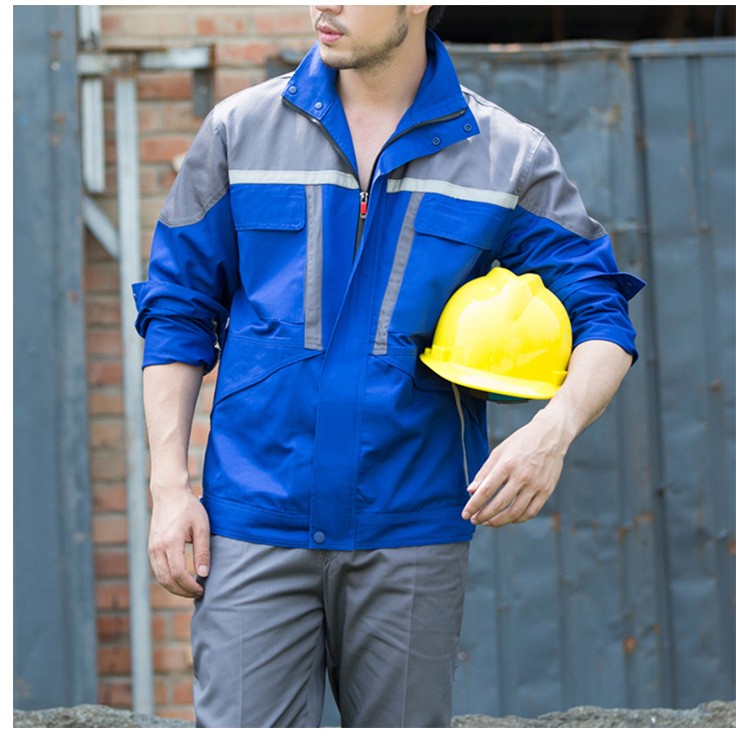 Uniforme de trabajo de electricista de manga larga con cremallera de combinación de colores personalizados con bolsillo