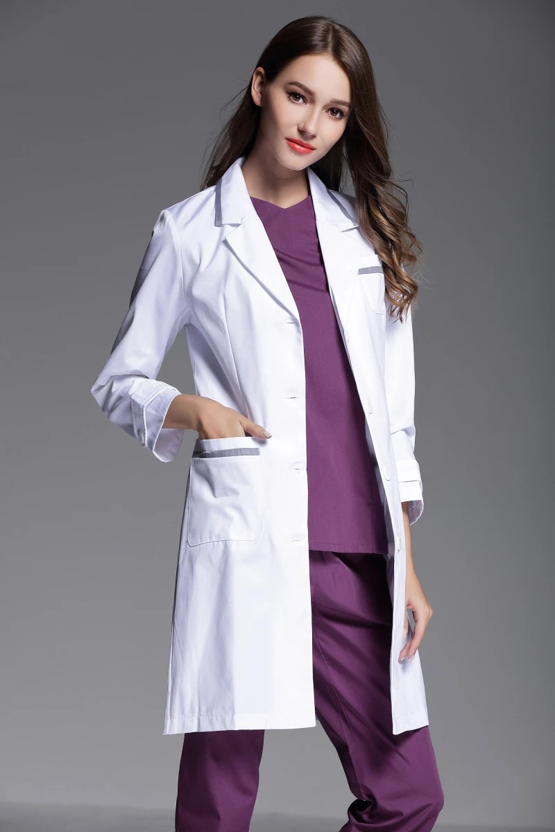 Doctor Lab Coat Solapa Abotonada Batas de laboratorio Uniformes médicos Ocio Unisex Scrubs para Hospital