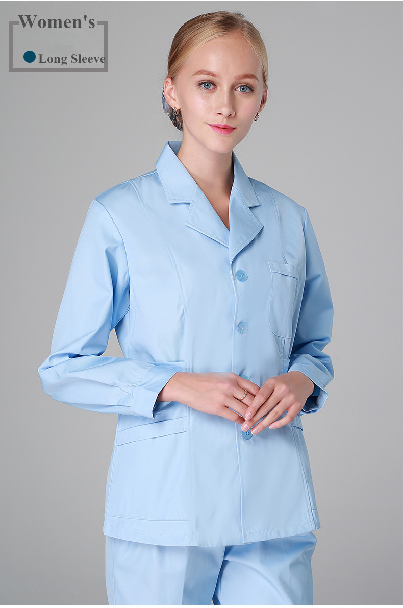 Uniforme médico personalizado Bata de laboratorio azul Hospital Scrubs Uniforme de enfermera