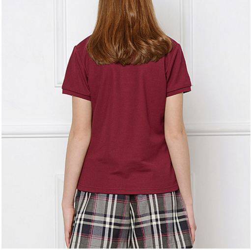 Polo rojo de la camiseta de la manga corta de la chica joven de la ropa diaria del servicio del OEM para la escuela de los niños