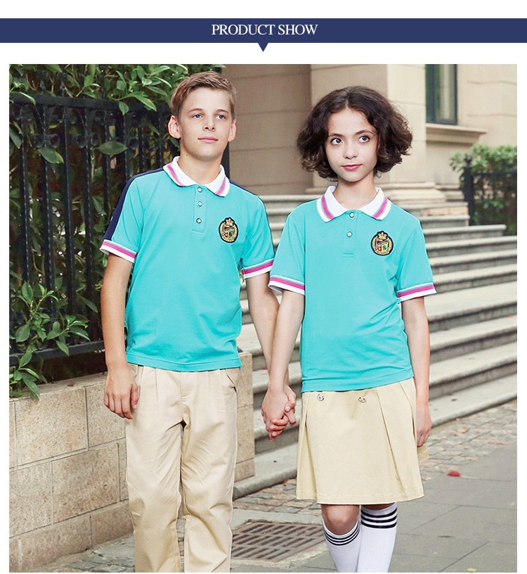Logotipo bordado Escuela primaria Ropa deportiva 100% algodón Uniforme escolar Camisa y pantalones