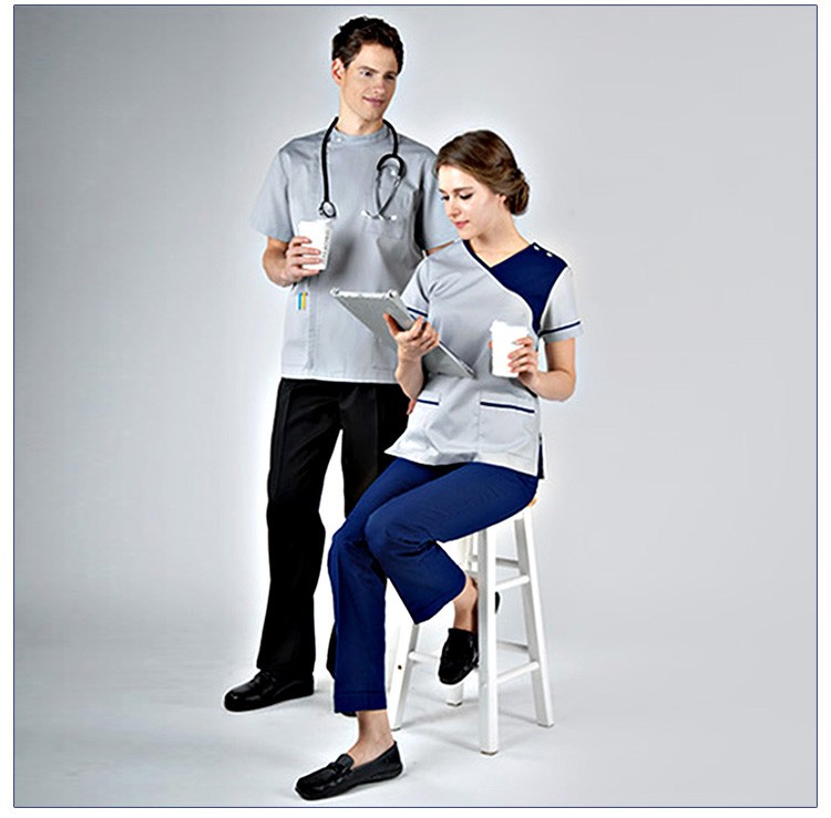 OEM, 2 piezas, uniforme de médico gris, uniforme médico Unisex de enfermería, uniforme de enfermería, uniformes de hospital