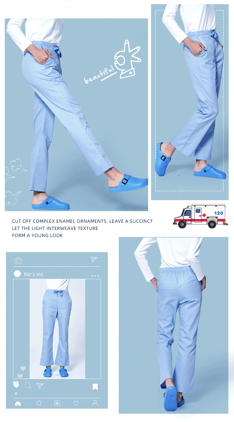 Conjuntos de uniformes de enfermería personalizados Pantalones de uniforme de enfermera médica