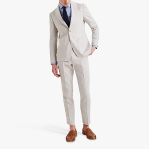 Diseño personalizado de tres piezas con cuello en V de un solo pecho traje de hombre de boda blanco