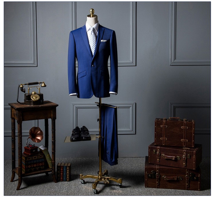 Cree los trajes azul marino de la chaqueta de la oficina del solo botón para requisitos particulares del servicio del OEM con cuello en v para los hombres