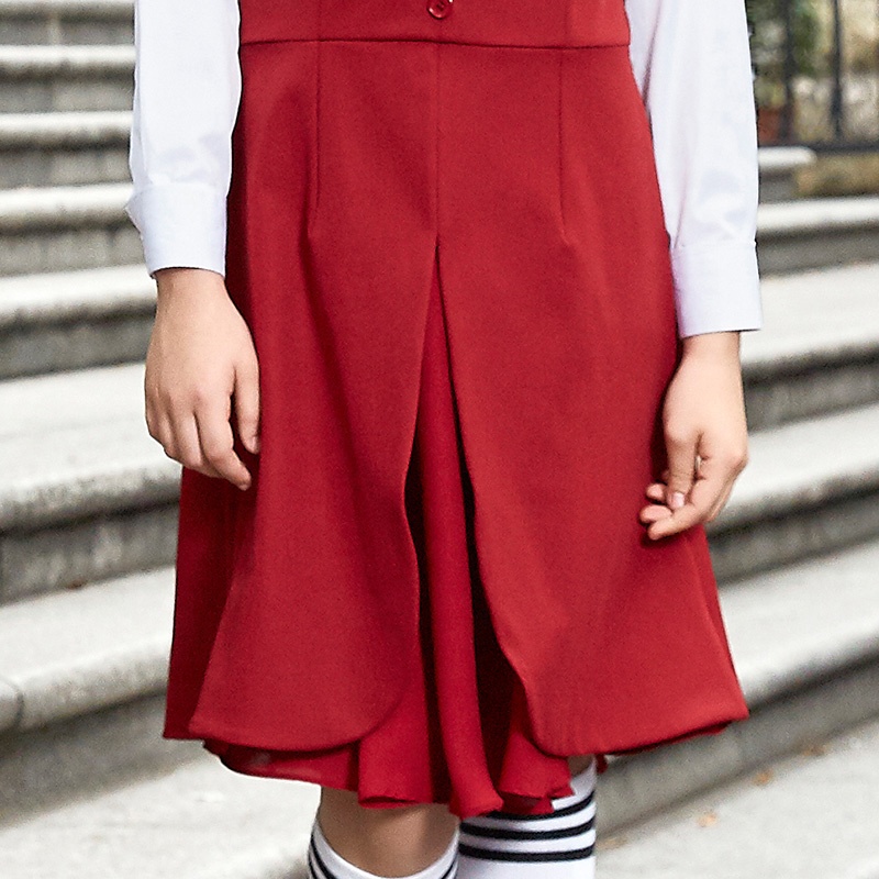 Uniforme escolar personalizado de algodón/poliéster para niña, uniforme escolar rojo para niña, delantales escolares para niñas