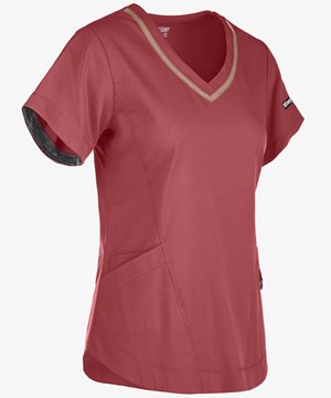 Blusa médica sólida de manga corta con cuello en V y uniforme de enfermera a la moda