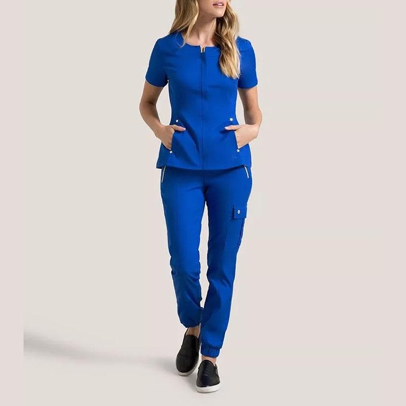 Traje de trabajo de hospital Traje Uniformes de hospital Cremallera Conjunto de ropa de matorral unisex