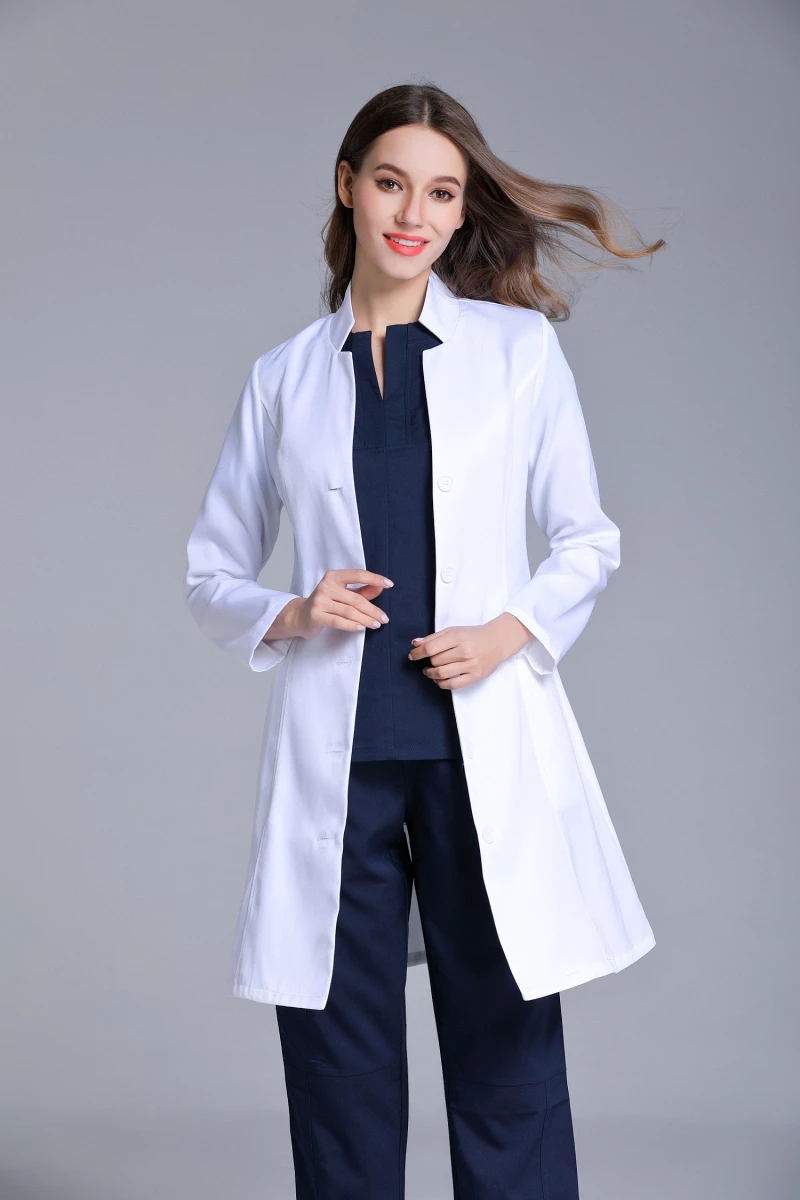 Uniforme de laboratorio de manga larga antiarrugas con cuello levantado para mujer, uniformes de trabajo para médicos y enfermeras quirúrgicas de Hospital