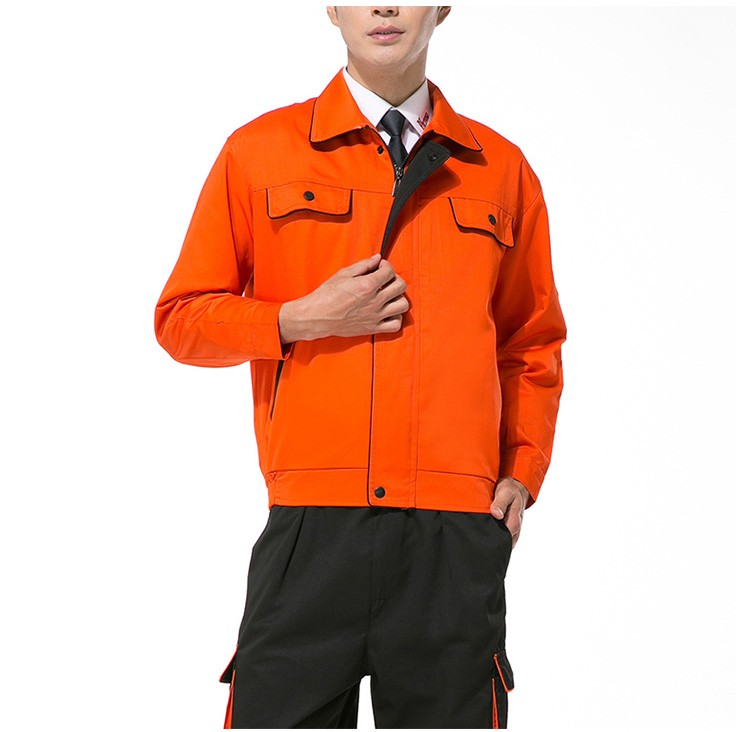 Capa de trabajo de color sólido de fábrica de ropa de trabajo de manga larga con diseño personalizado con bolsillo