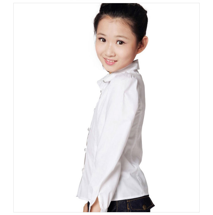 Conjunto de camisas de uniforme escolar blanco personalizado para niñas para escuela primaria y secundaria