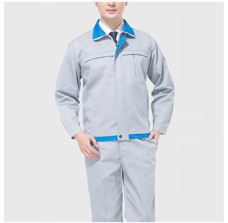 Conjunto de uniforme de combinación de colores de trabajo de bolsillo con cremallera de manga larga de fábrica de aire acondicionado