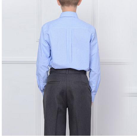 Camisa a cuadros de manga larga para niños, uniforme escolar de alta calidad con un solo pecho