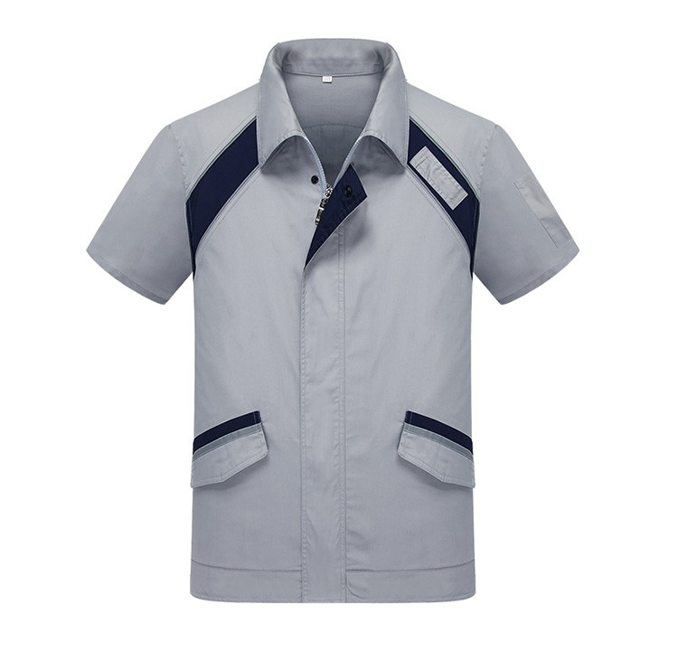 Camisa y pantalones de uniforme de trabajador unisex de manga corta con cremallera de fábrica de ropa de trabajo de verano