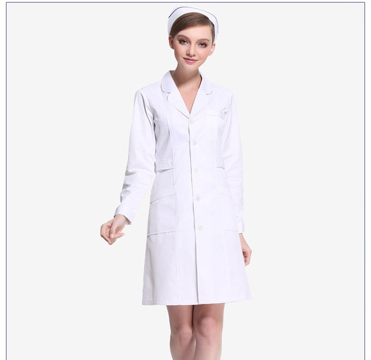 Batas de laboratorio de doctor de manga larga Venta al por mayor Uniforme de enfermera de manga corta Vestido blanco