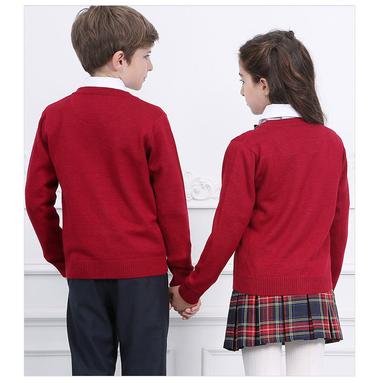 Uniforme escolar de la rebeca del suéter del frente abierto de la manga larga de los niños de moda de encargo