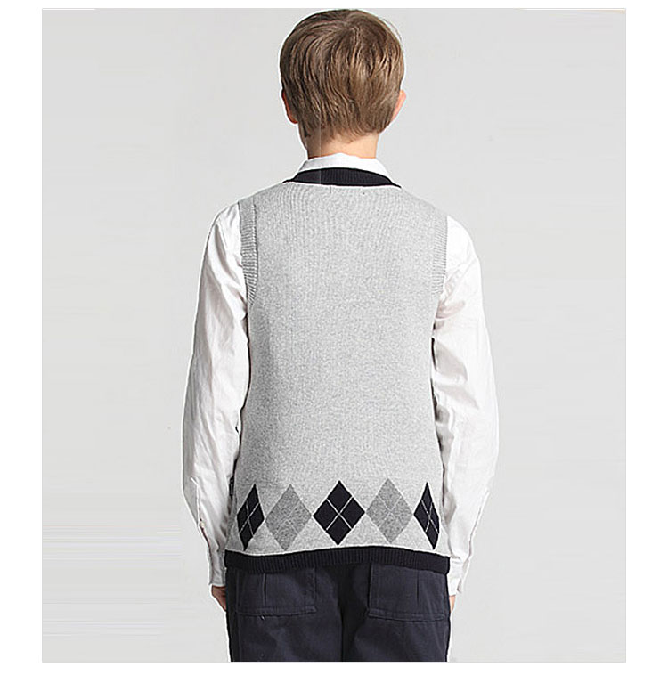 Chaleco gris personalizado de los suéteres de la rebeca del uniforme del estudiante de la escuela secundaria