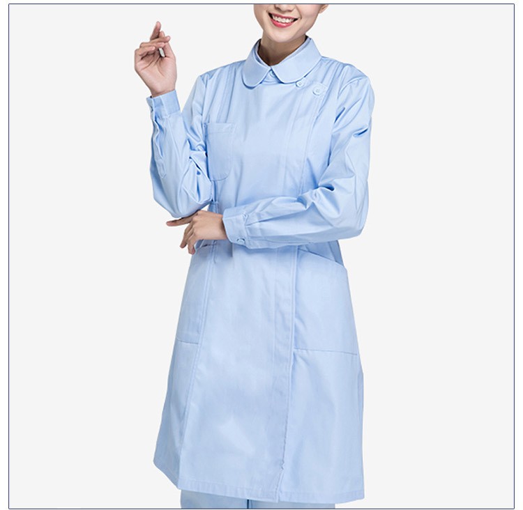 Vestido de uniforme de enfermera blanco de manga larga médica con cinturón ajustable de manga corta de nuevo estilo personalizado