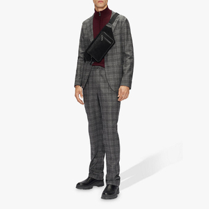 Traje tejido a cuadros gris oscuro de un solo pecho informal para hombres jóvenes de diseño personalizado