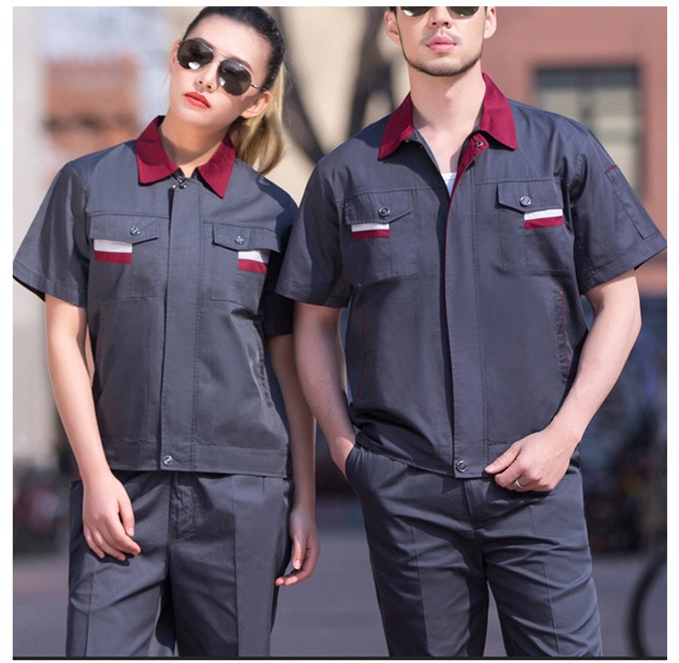 Camisa de uniforme de trabajo de verano de manga corta con cremallera de fábrica